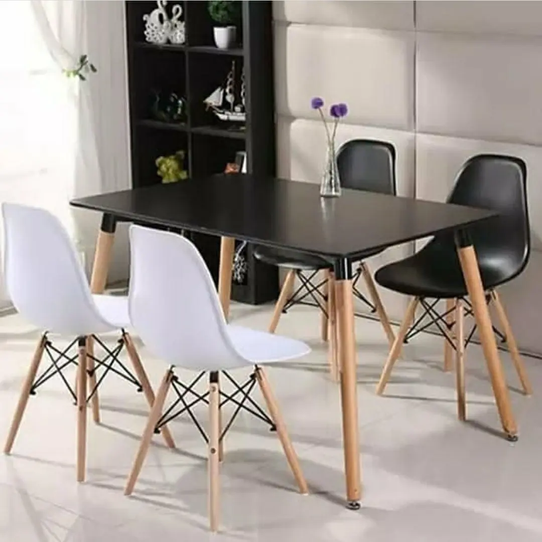 ست چهار نفره میز و صندلی کافه، رستوران، خانه، آشپزخانه فایبر  پایه چوبی شرکتی