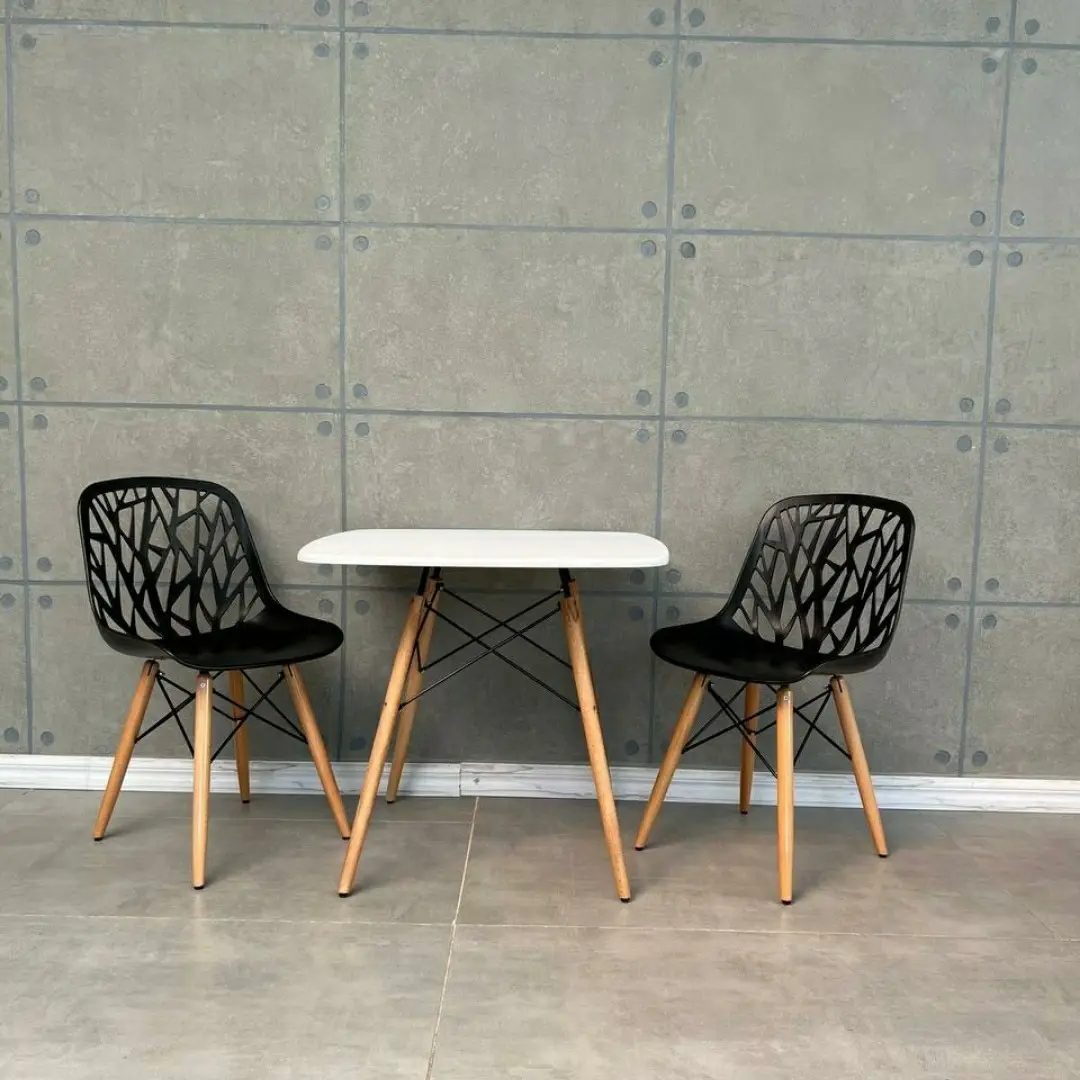 میز و صندلی غذاخوری ناهارخوری شبکه ای پایه چوبی نشکن شرکتی مدل اریکا 2 نفره