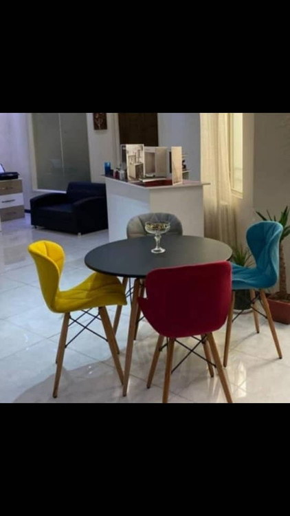 میز و صندلی زین اسبی پایه چوب راش