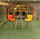 میز و صندلی غذاخوری اپن پارچه ای پایه بلند چوبی