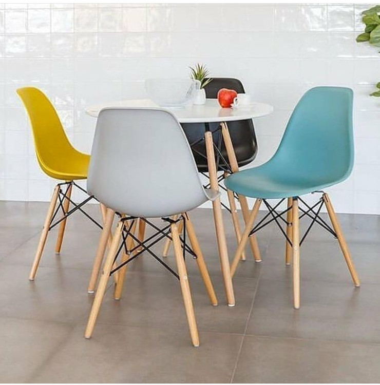 میز و صندلی فایبرگلاس پایه چوبی شرکتی