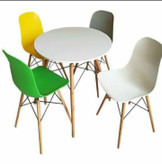 میز و صندلی فایبرگلاس پایه چوبی شرکتی