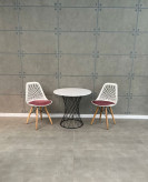 میز و صندلی غذاخوری شبکه ای فایبر پایه چوبی مدل کارولینا ۲نفره