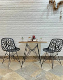 میز و صندلی غذاخوری مدل اریکا شبکه ای پایه فلزی نشکن شرکتی ست دو نفره