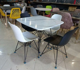 میز غذاخوری طرح سنگی پایه فلزی