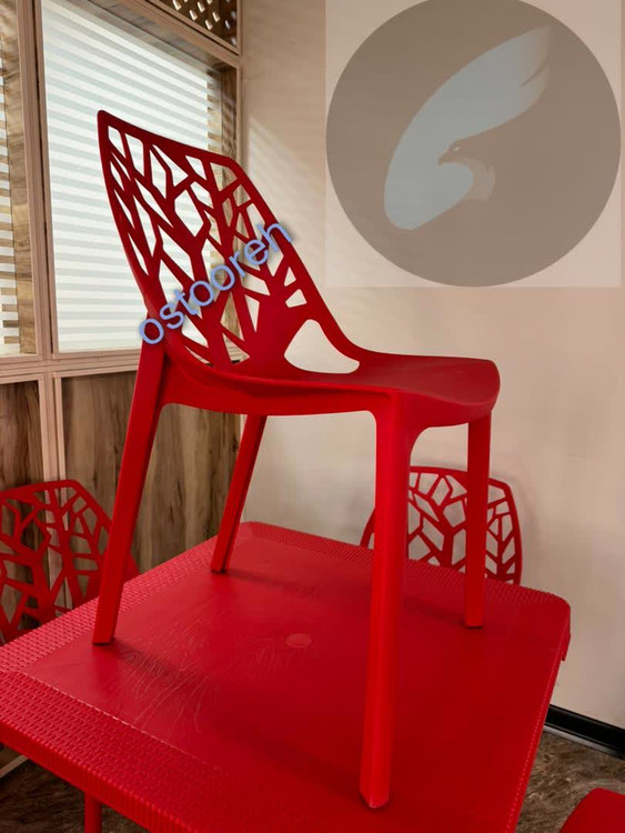 صندلی غذاخوری تمام پلاستیکی باغ ویلا تالار فضای باز قابل شست و شو مدل شاخ و برگی